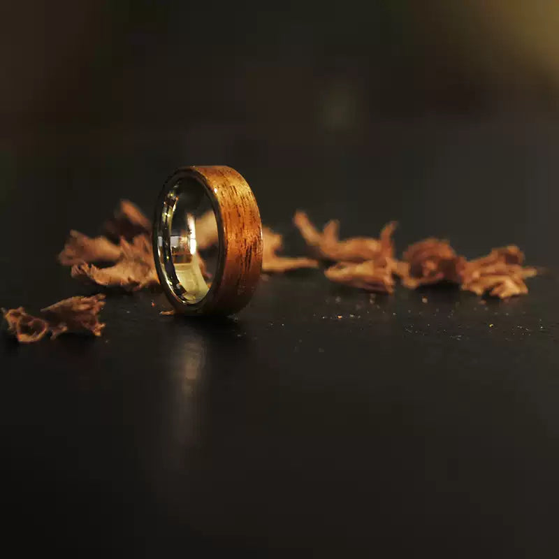 Customized Handcrafted Ebony & Titanium Steel Ring - 5th Anniversary Engraved