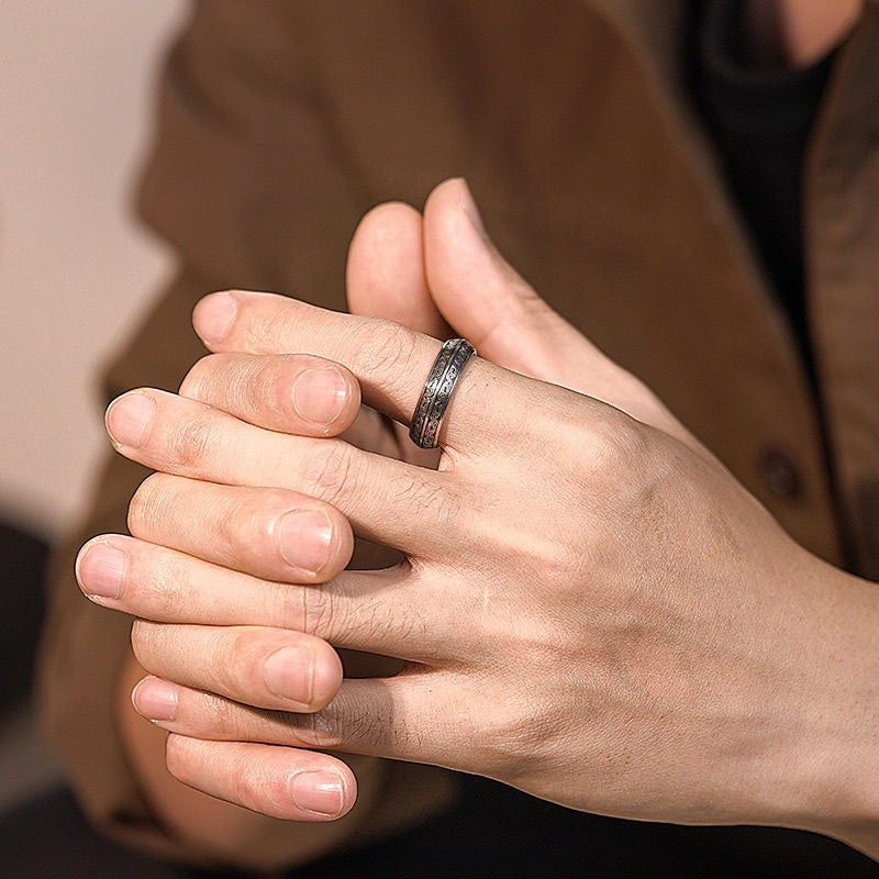 Customized Bronze-Style Thai Silver Animal Ring - 8th Anniversary Engraved Adjustable