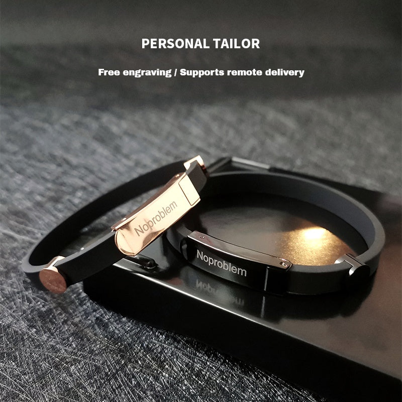 Customized Titanium Steel Couple Bracelets - 6th Iron Anniversary Negative Ion