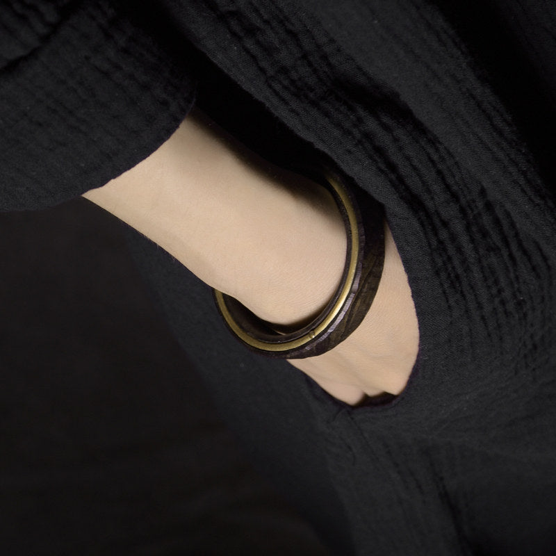Handmade Ebony Wood & Brass Cuff Bracelet – 5th Wood Anniversary Gift, Gender-Neutral Minimalist Bracelet for Him or Her