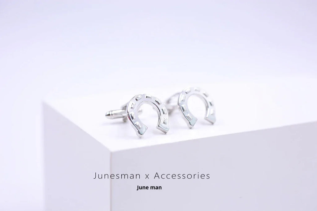 Customized Brass Men's Cufflinks - 6th Iron Anniversary Horseshoe Design - OOAKB