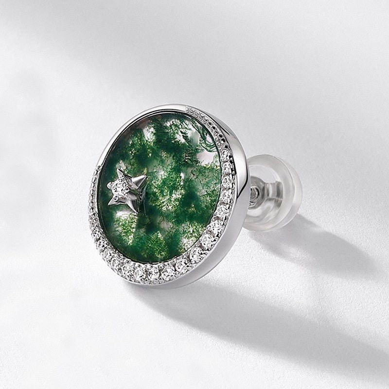 Moss Stone Minimalist Fashion Unisex Earrings