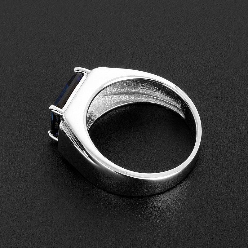 Silver Plated Gold Sapphire Men's Ring 4.3ct - OOAKB