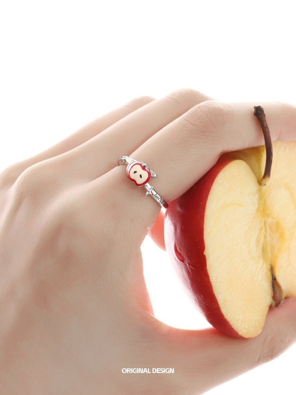 925 Silver Apple Slice Ring – 4th Anniversary Gift for Her