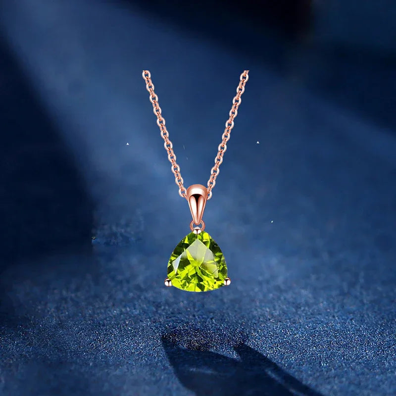 Natural Peridot Triangle Luxury Collar Necklace - OOAKB