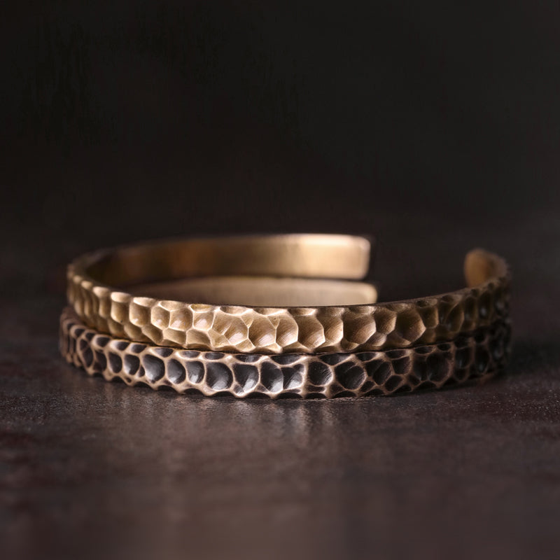 Customized Solid Brass Couple Cuffs - 7th Anniversary Adjustable Engraved