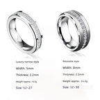 Customized 857 Tungsten Spinner Ring - 6th Iron Anniversary Zircon Engraved