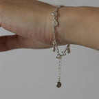 Customized Tin Foil Texture 925 Silver Water Drop Bracelet - 10th Anniversary Adjustable