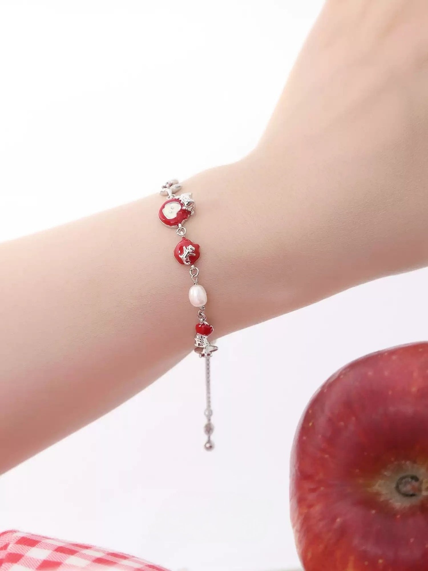 Customized Apple & Star 4th Fruit & Flower Wedding Bracelet - Copper Alloy Adjustable