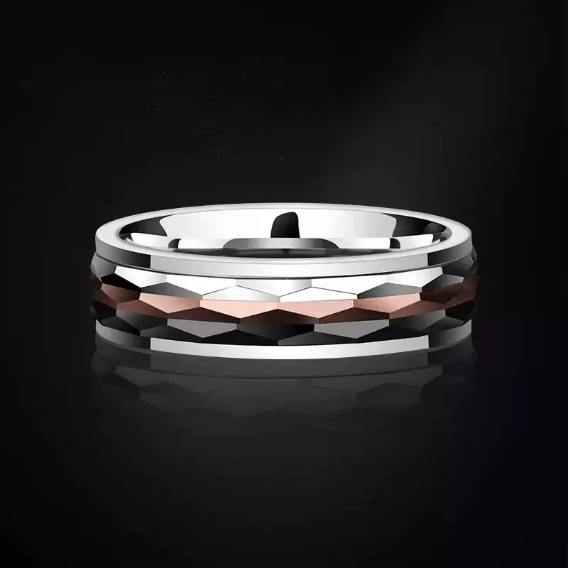 Customized 857 Tungsten Spinner Ring - 6th Iron Anniversary Engraved - OOAKB