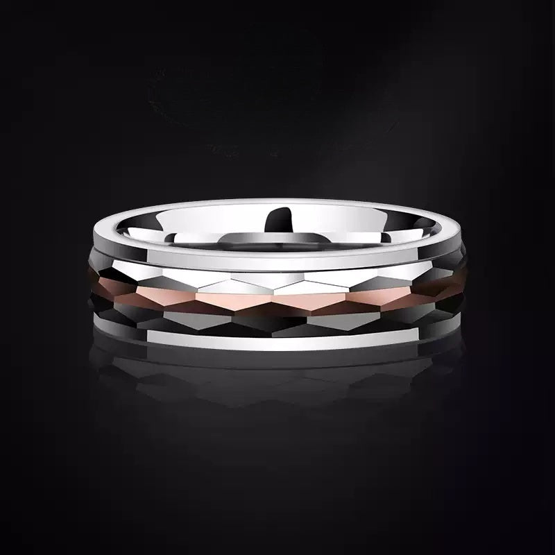 Customized 857 Tungsten Spinner Ring - 6th Iron Anniversary Engraved