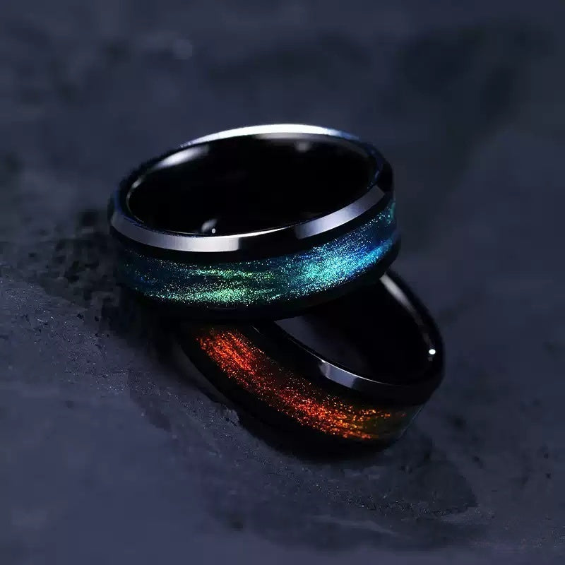 Customized 857 Tungsten Aurora Ring - 6th Iron Anniversary Starry Design