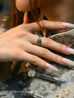 Customized Vintage Copper Couple Rings - 7th Anniversary Neo-Chinese Taotie Pattern