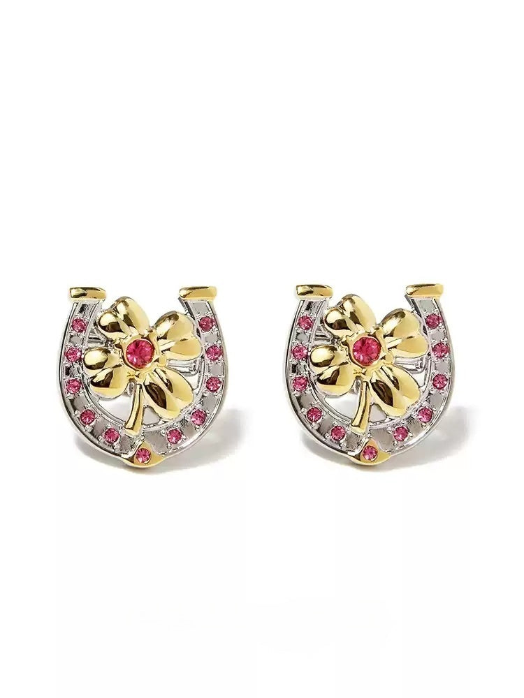 Customized Brass Cufflinks - 6th Iron Anniversary Lucky Clover Engraved
