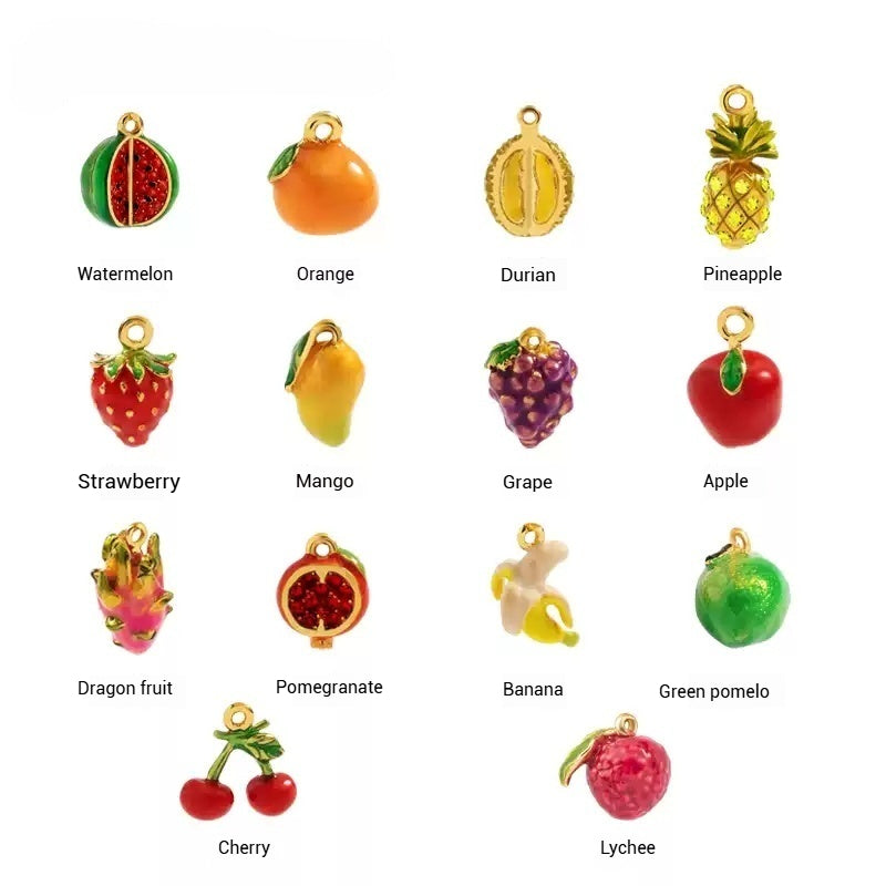 Customized Hand-Painted Enamel Fruit 4th Fruit & Flower Wedding Bracelet - 18K Gold-Plated