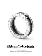Customized 9th Anniversary Ceramic Gear Ring - Handcrafted Titanium Steel for Timeless Bond