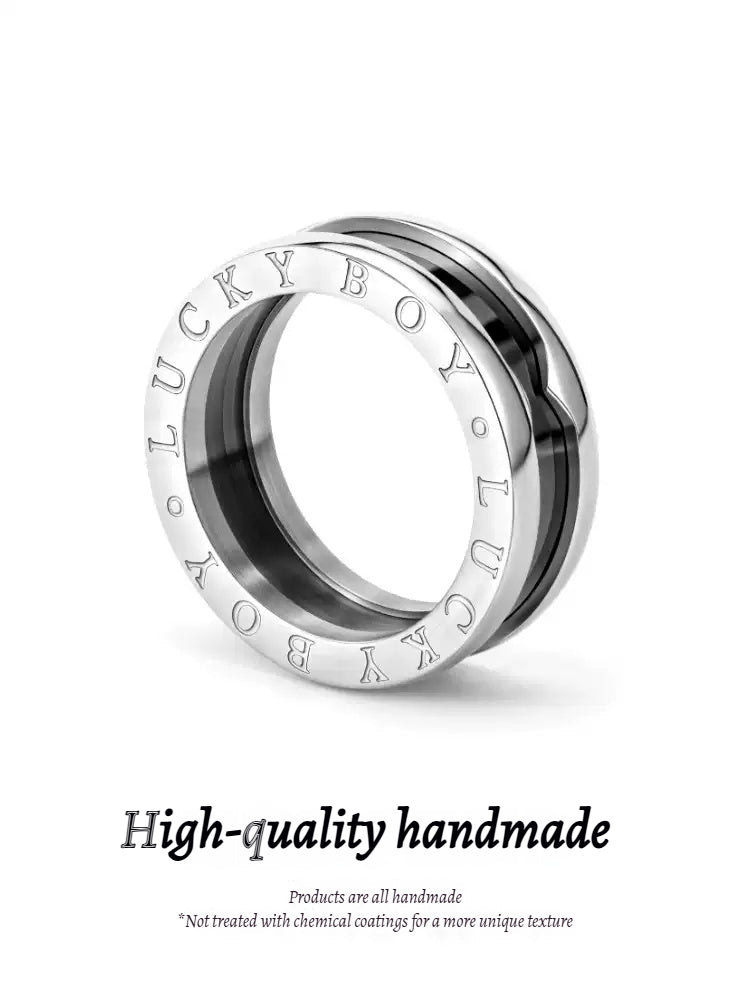 Customized 9th Anniversary Ceramic Gear Ring - Handcrafted Titanium Steel for Timeless Bond