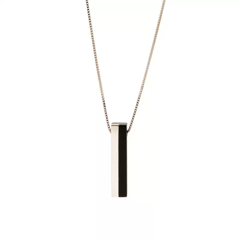 Customized Rosewood & Silver Engraved Pendant Necklace - 5th Anniversary 2 Chain Lengths