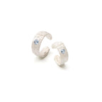 Customized Tin Foil Texture 925 Silver Couple Rings - 10th Anniversary Sapphire Inlay