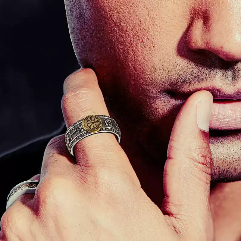 Silver-Copper Viking Rune Ring - OOAKB