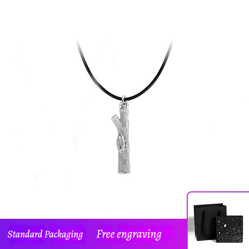 Customized Sterling Silver & Wood Couple Necklace - 5th Anniversary Engraved