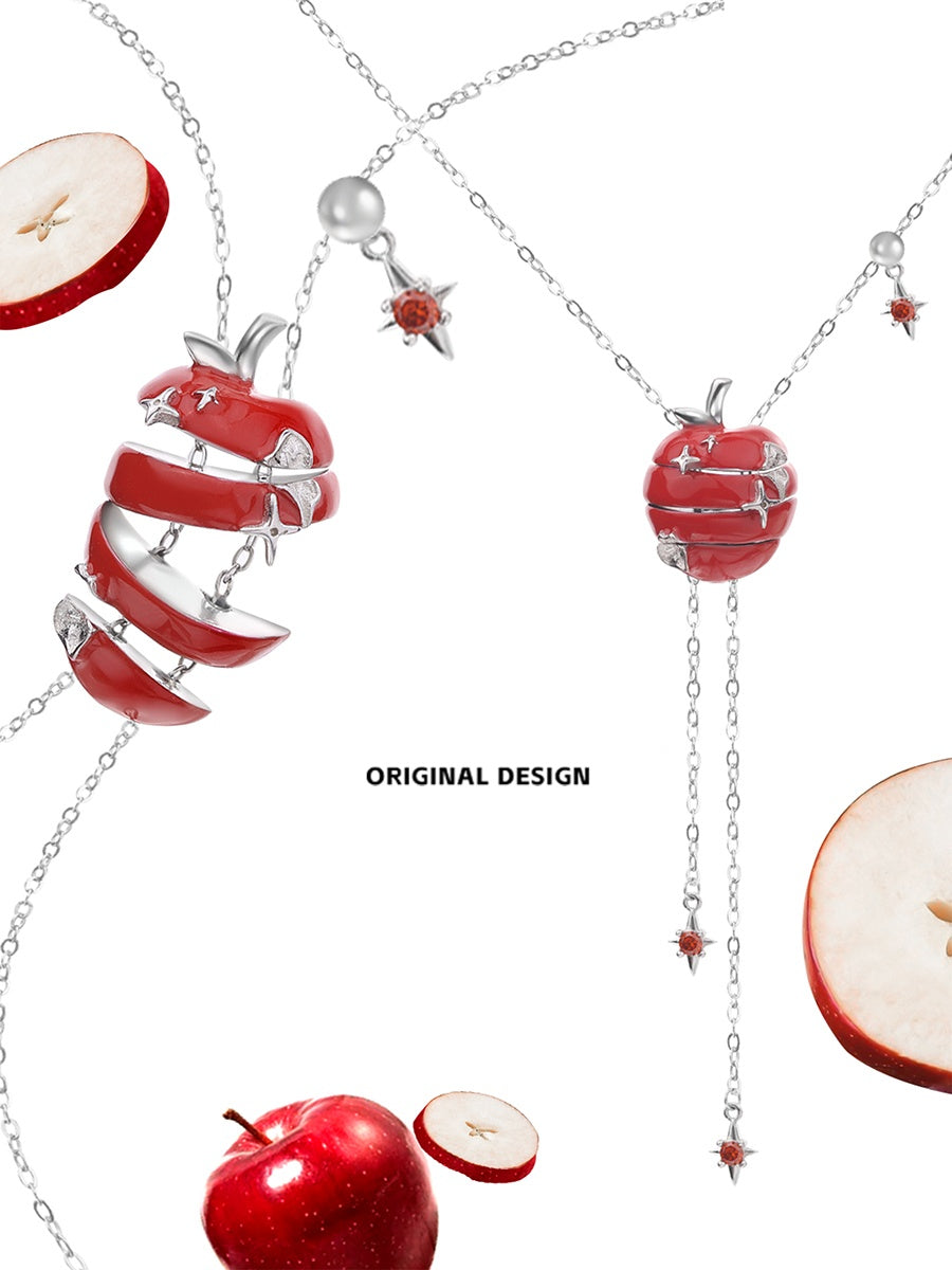 Customized Apple Slice 4th Fruit & Flower Wedding Necklace - Adjustable Engraved