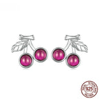 Customized 925 Silver Cherry 4th Fruit & Flower Wedding Jewelry Set - Plated White Gold