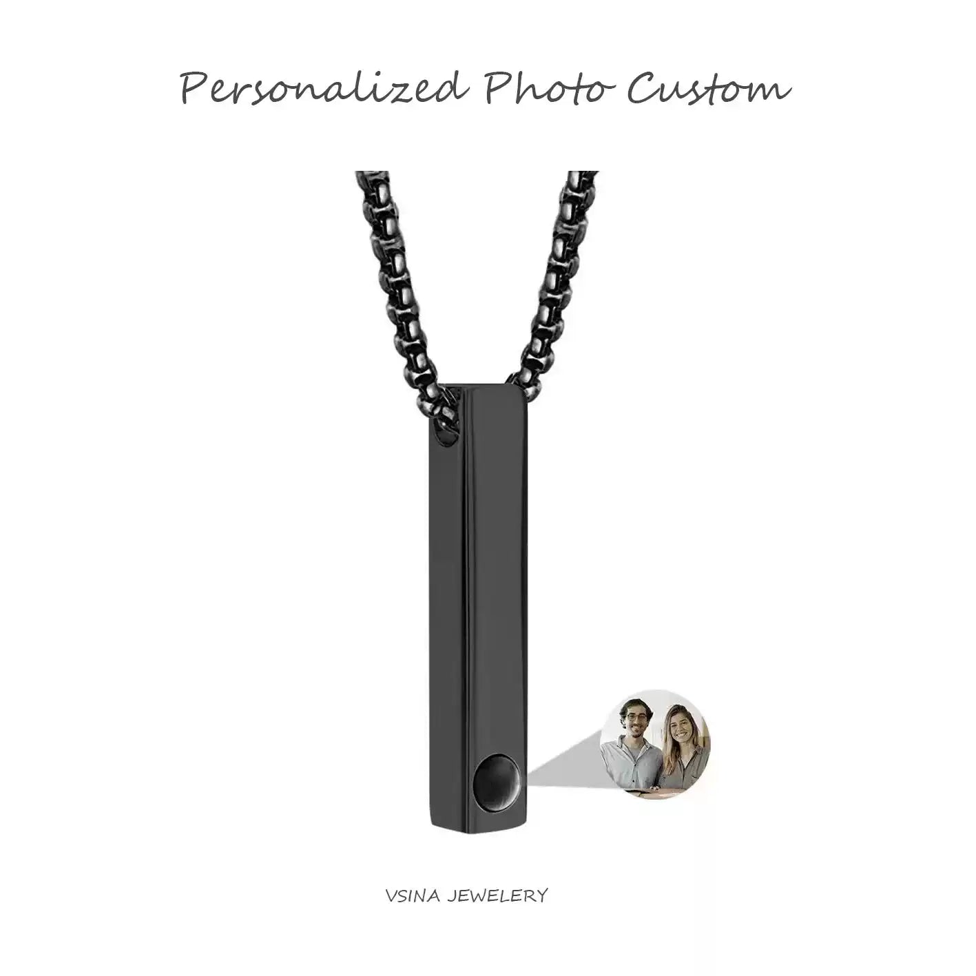 Customized Titanium Steel Photo Necklace - 6th Iron Anniversary Projection