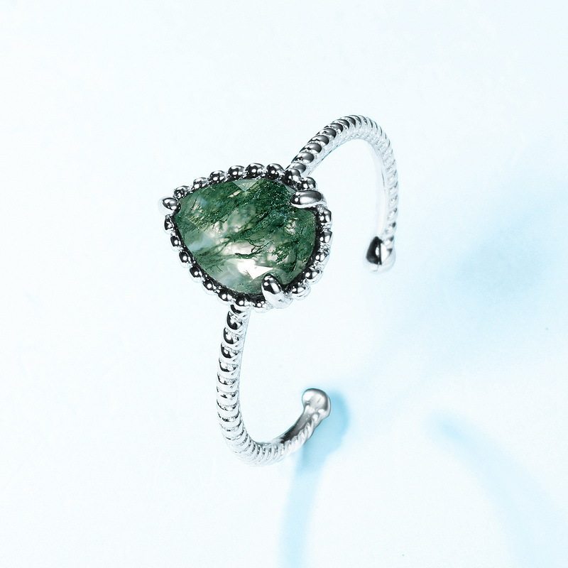 New Style Personality Moss Agate Open Ring