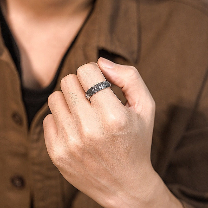 Customized Bronze-Style Thai Silver Animal Ring - 8th Anniversary Engraved Adjustable