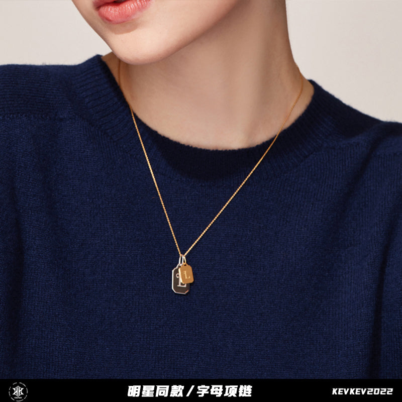 Customized 316L Titanium Couple Necklace - 6th Iron Anniversary Letter Engraved