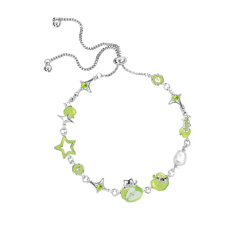 Apple & Star Bracelet - Copper Alloy Adjustable - OOAKB