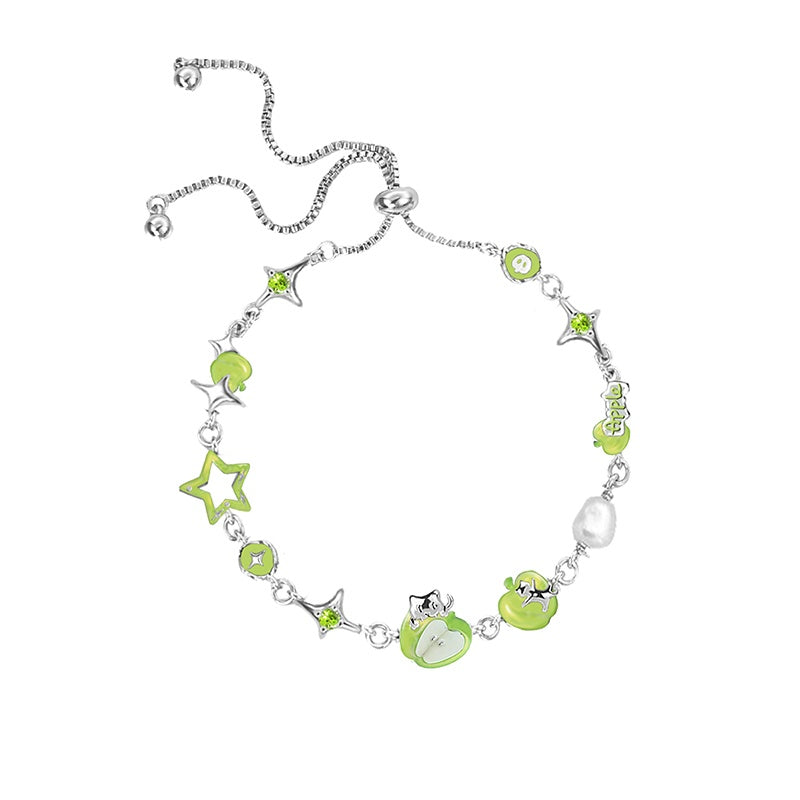Customized Apple & Star 4th Fruit & Flower Wedding Bracelet - Copper Alloy Adjustable