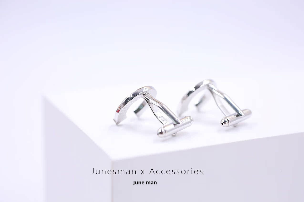 Customized Brass Men's Cufflinks - 6th Iron Anniversary Horseshoe Design