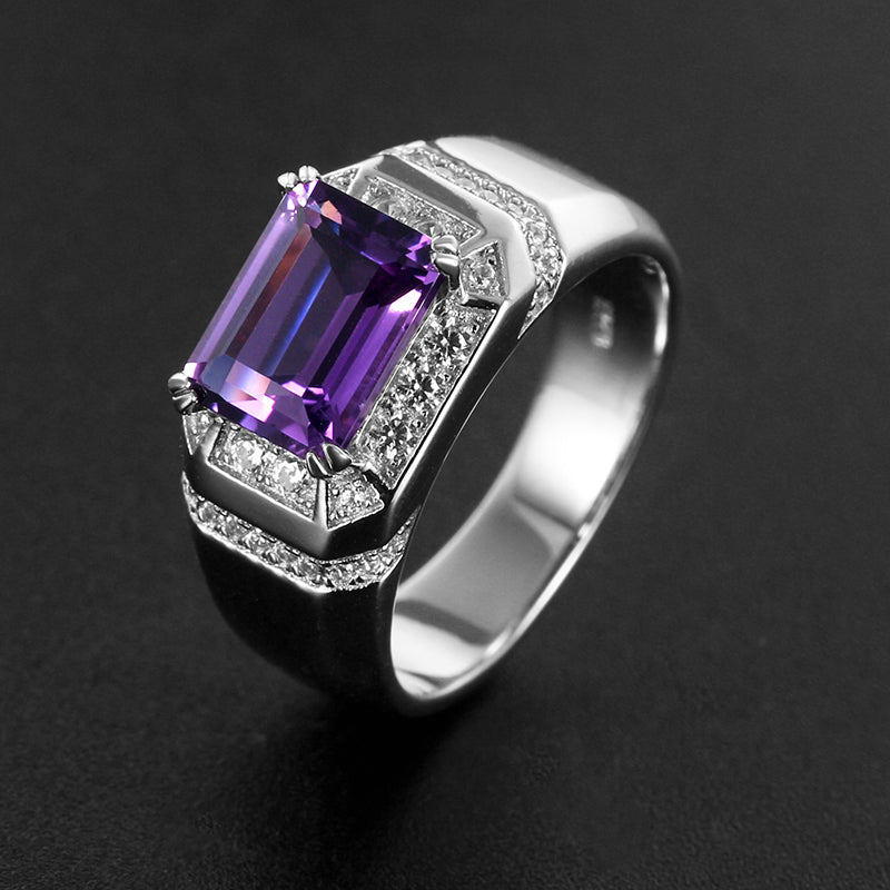 Silver Amethyst Men's Ring 2ct