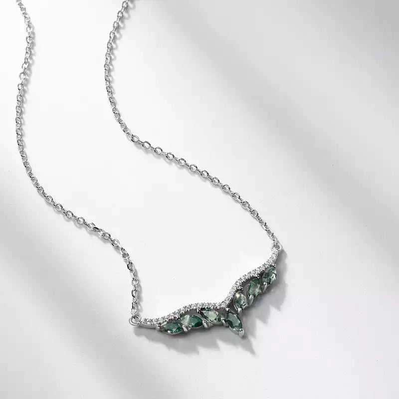 Angel Wings Moss Agate Collarbone Necklace