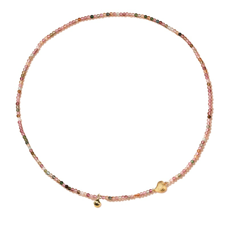 Customized Colorful Tourmaline Silver Necklace - 8th Anniversary Engraved Water Drop