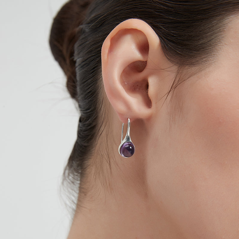 Natural Amethyst Teardrop Earrings