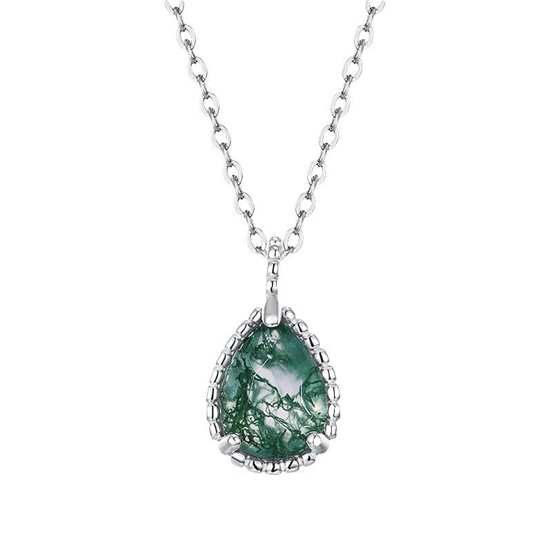 New Style Teardrop-Shaped Moss Agate Necklace