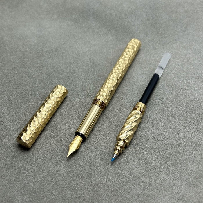 Customized H62 Brass Hammered 2-in-1 Pen - 7th Anniversary Engraved Wooden Box Set
