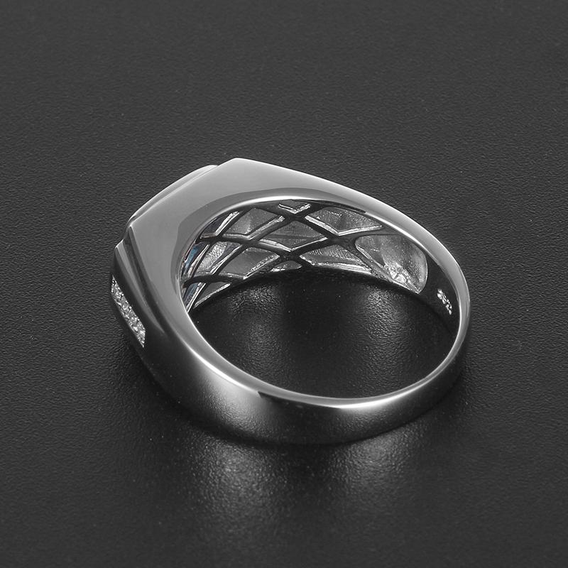 S925 Silver Topaz Men's Ring 3ct