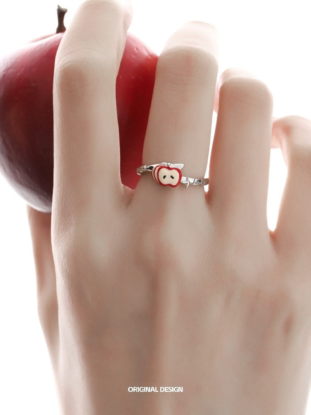 925 Silver Apple Slice Ring – 4th Anniversary Gift for Her