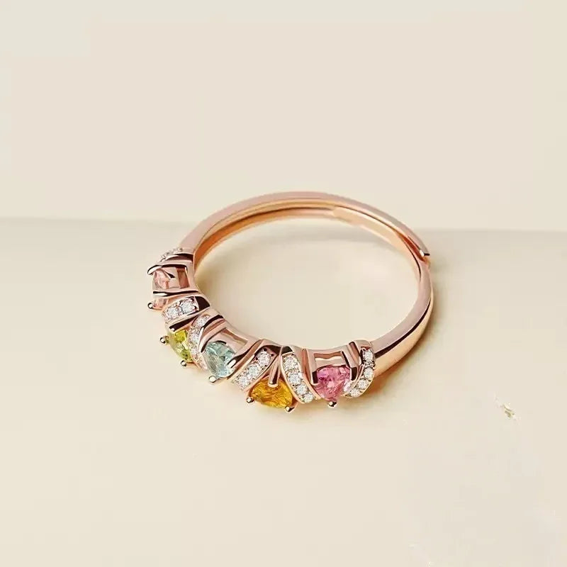 Customized Colorful Tourmaline Ring - 8th Anniversary Ancient Silver Craft - OOAKB