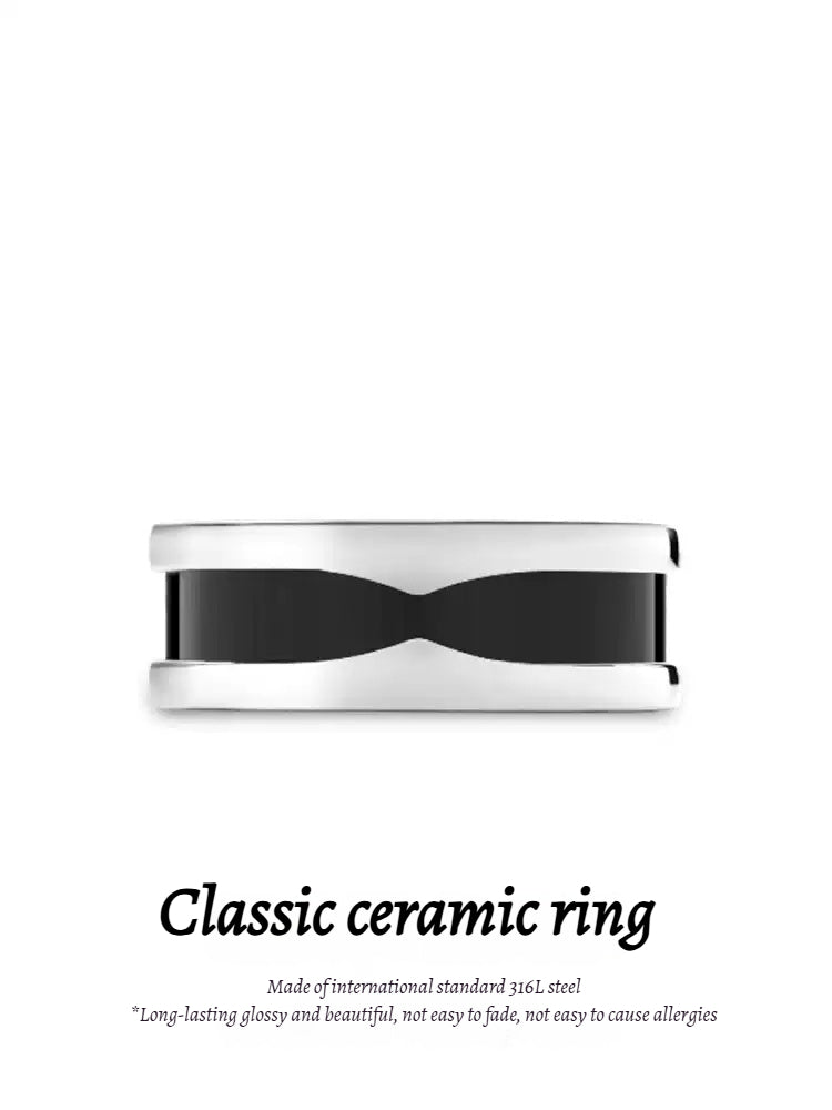 Customized 9th Anniversary Ceramic Gear Ring - Handcrafted Titanium Steel for Timeless Bond