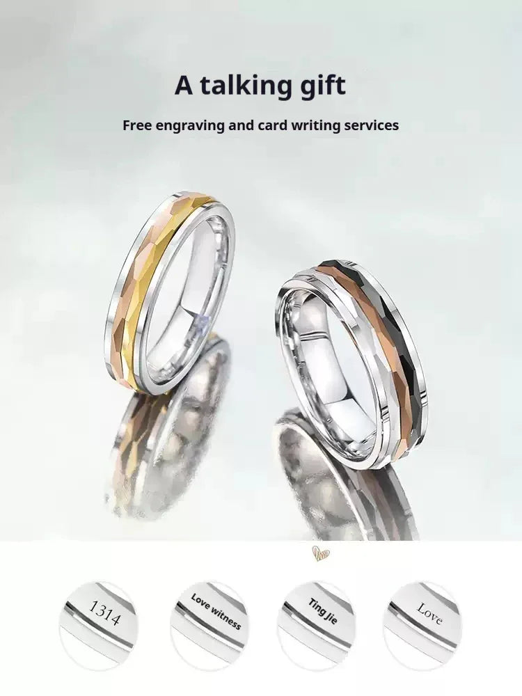 Customized 857 Tungsten Spinner Ring - 6th Iron Anniversary Engraved - OOAKB