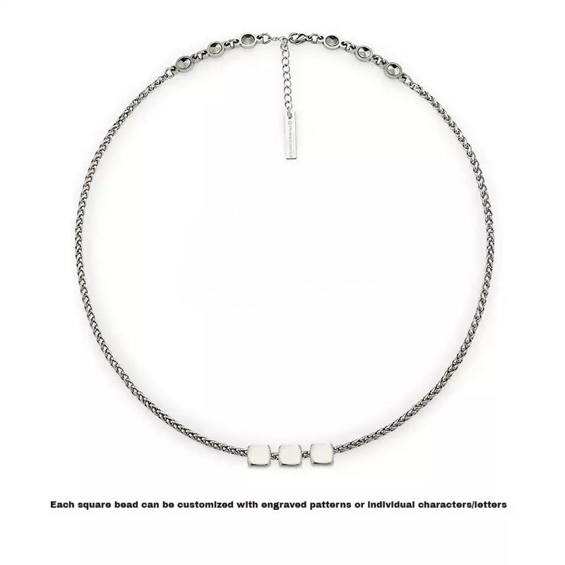 Customized 316 Steel Germanium Necklace - 6th Iron Anniversary Engraved