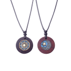 Customized Ebony & Rosewood Magnetic Couple Necklaces - 5th Anniversary Sun & Moon Engraved