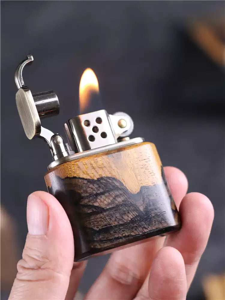 Customized Golden Nanmu & Copper Kerosene Lighter - 5th Anniversary Engraved