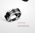Customized Artisanal Ceramic Black Tungsten Ring - 9th Anniversary Engraved Inner Arc