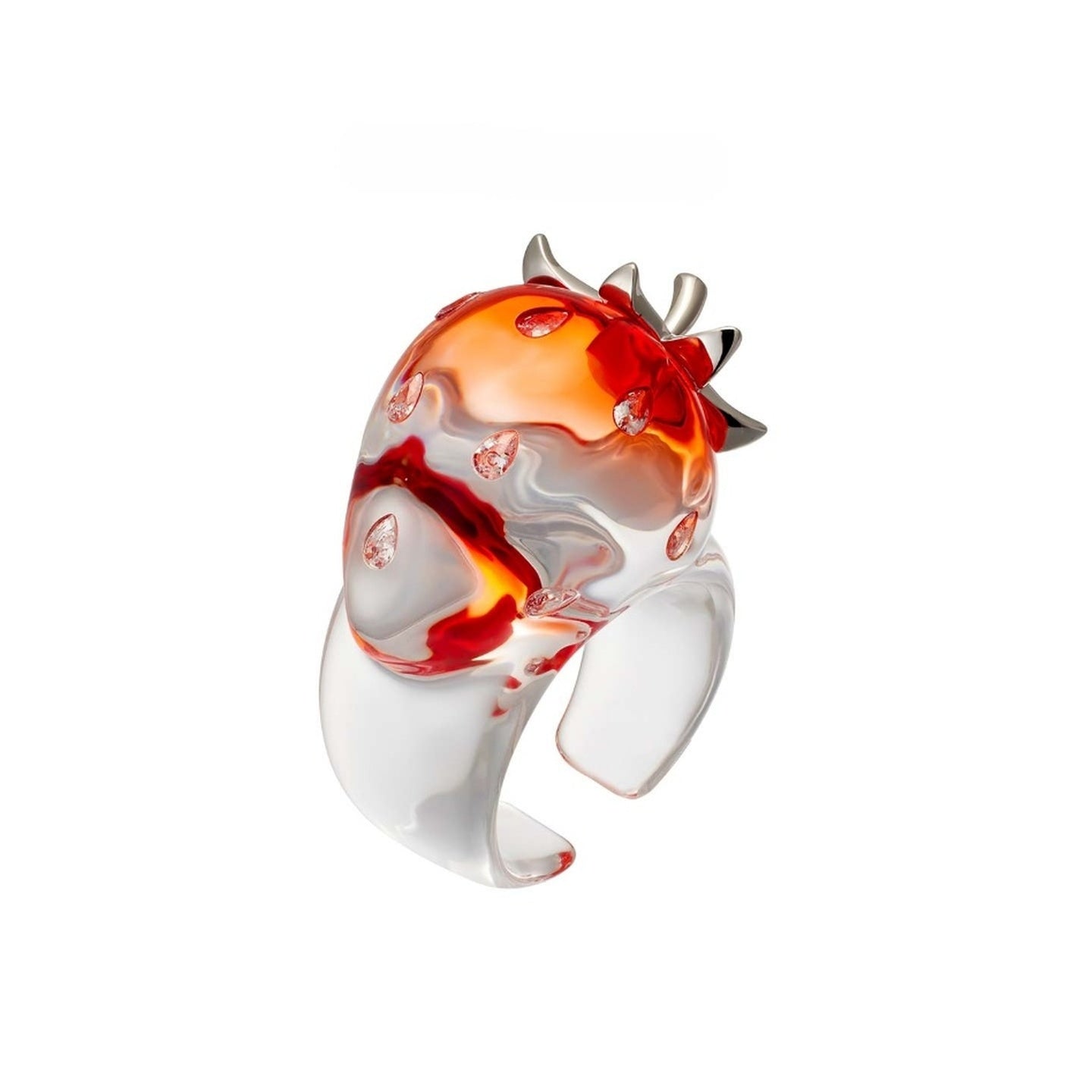 Fruit Wedding Gift - Customized Transparent Gradient Strawberry Ring for a Unique 4th Year Experience